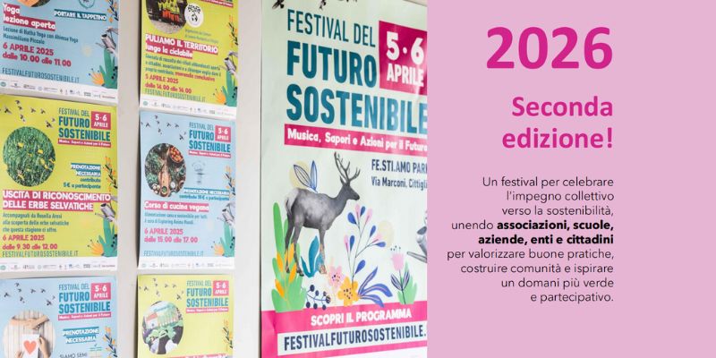 Materiale de prezentare ale Festivalului Futuro Sostenibile – eveniment comunitar pentru educație și practici sustenabile